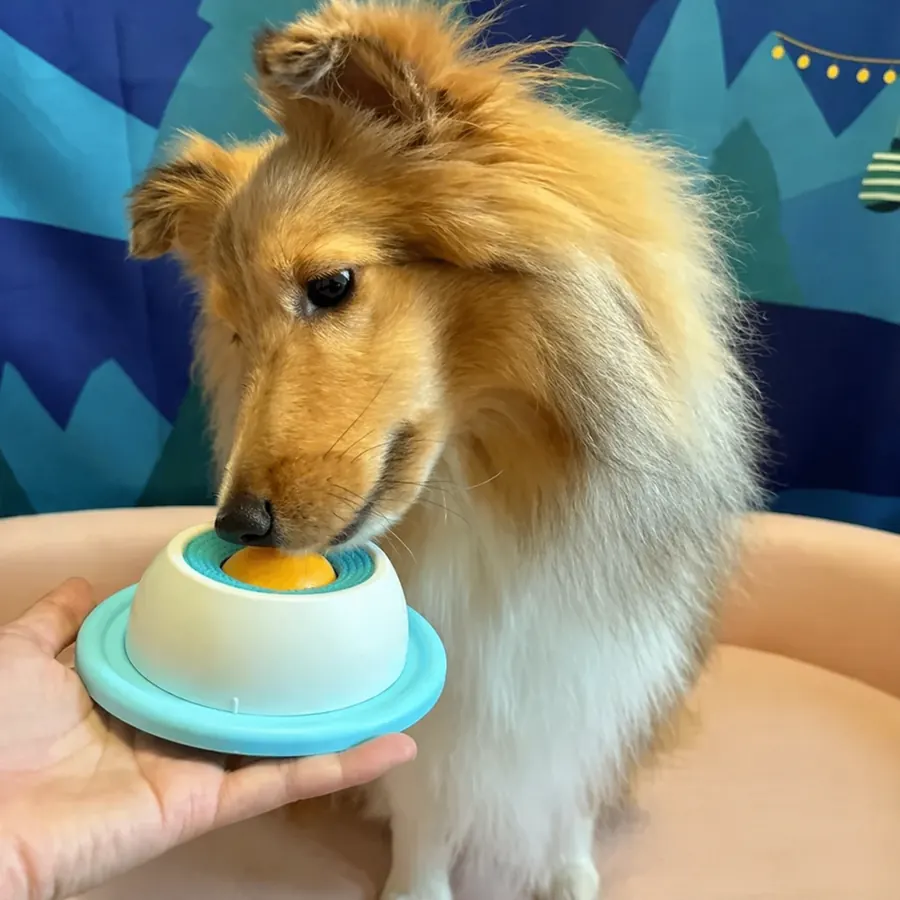 Customer close-up photo of the Treat Dispensing Ball in hand